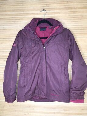 Marmot Coat Womens XS Burgundy 3in1 Jacket Removable Fleece Winter Skiing Snow